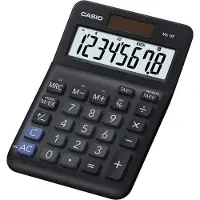 Casio MS-8F bureaucalculator, 8-cijferig, LC-display, belastingberekening, winstberekening, batterij/solobedrijf, B 101 x H 148,5 mm, zwart