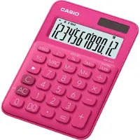 Casio tafelrekenmachine MS-20UC, 12-cijferig LC-display, werkt op zonne-energie/batterijen, roze