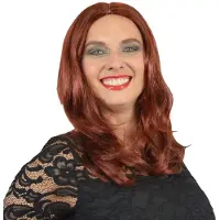 Comedia verkleed pruik - koper/bruin - lang haar - carnaval/feestartikelen