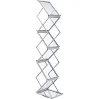 Vevor Opvouwbaar Tijdschriftenrek Zilver Catalogus Houder Stand 26 x 36 x 152 cm Opvouwbare Catalogus van Aluminiumlegering en Pc-borden met 6 Vakken Gebruikt in Tentoonstellingen Beurzen Bibliotheken