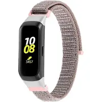 Strap-it Nylon Smartwatch bandje - Geschikt voor Samsung Galaxy Fit nylon bandje - roze - Horlogeband / Polsband / Armband