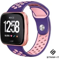 Strap-it Siliconen Smartwatch bandje - Geschikt voor Fitbit Versa / Versa 2 sport band - paars/roze - Horlogeband / Polsband / Armband