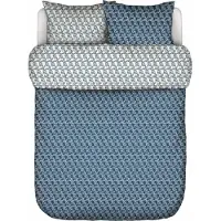 Marc O'Polo Dekbedovertrek Monogram Space Blue Satijn-240 x 200 / 220 cm | Lits-Jumeaux