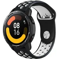 Strap-it Siliconen sport bandje - geschikt voor Xiaomi Watch S1 (Active/Pro) / Watch 2 Pro / Watch S3 / Mi Watch / Amazfit Balance / Amazfit Bip 5 - zwart/wit