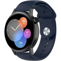 Strap-it Siliconen sport bandje - geschikt voor Huawei Watch GT 2 42mm / GT 3 42mm / GT 3 Pro 43mm - donkerblauw