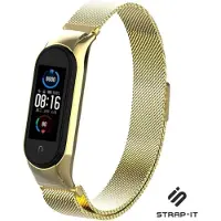 Strap-it Milanees Smartwatch bandje - Geschikt voor Xiaomi Mi Band 5 / 6 Milanese band - goud - Horlogeband / Polsband / Armband
