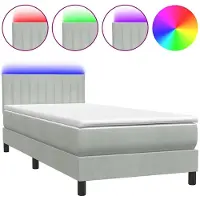vidaXL Boxspring met matras en LED fluweel lichtgrijs 80x210 cm