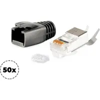 S-Impuls RJ45 krimp connectoren | 3-delig | STP | CAT6/6a/7 | vaste/flexibele aders | 50 stuks | zwart