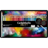 Stabilo CarbOthello - Kalkpastel Kleurpotloden - 60 kleuren - Metalen Etui - Inclusief puntenslijper en doezelaar (60 stuks)