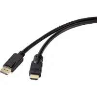Renkforce RF-4581872 DisplayPort-kabel DisplayPort / HDMI Adapterkabel DisplayPort-stekker, HDMI-A-stekker 15.00 m Zwart