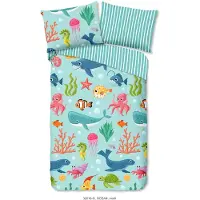 Muller Textil Kinder Dekbedovertrek Katoen Renforcé Ocean - aqua 140x200/220cm