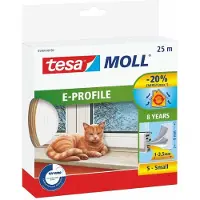 TESA moll Profil E - Zelfklevende Rubberen Afdichting - Wit - 25m