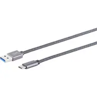 S-Impuls USB-C - USB-A kabel | USB3.1 10 Gbps | QC 18W | aluminium/nylon | 0,50 meter