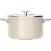 KitchenAid Steel Core Enamel kookpan 24cm 6L - Amandelwit - inductie - PFAS-vrij