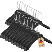 Intirilife kleerhangers in UNIVERSAL ZWART - 20 brede plastic kleerhangers met antislip oppervlak - Kleerhanger Kleerhanger Kostuumhanger Jashanger