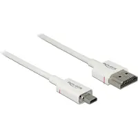 DeLOCK Dunne Micro HDMI - HDMI kabel - versie 2.0 (4K 60Hz) / wit - 0,25 meter