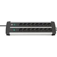 Brennenstuhl Premium-ALU-Line DUO 2x8voudig zwart *EN* 3m H05VV-F3G1,5 met 2 schakelaars
