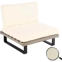 MCW Loungestoel -H54, tuinstoel, gesponnen polyaciahout MVG-gecertificeerd aluminium ~ grijs, bekleding crèmewit