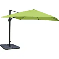 Mendler Zweefparasol -A96, parasol, 3x3m (Ø4,24m) polyester/aluminium 23kg ~ groen met standaard