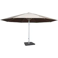Mendler Parasol Meran II, marktparasol, Ø 5m polyester/aluminium stok wit 28kg ~ crème-beige met voet