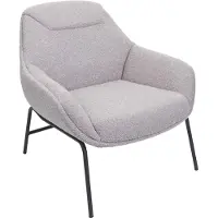MCW Lounge fauteuil -J77, cocktail fauteuil, bouclé stof metaal ~ lichtgrijs