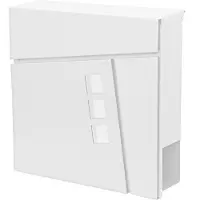 MCW Brievenbus -B29, brievenbus voor wandmontage Brievenbus Krantenvak, poedercoating ~ wit