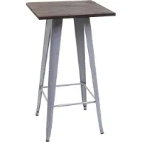 MCW Hoge tafel -A73 incl. houten tafelblad, bistrotafel bartafel, metalen industrieel ontwerp 107x60x60cm ~ grijs