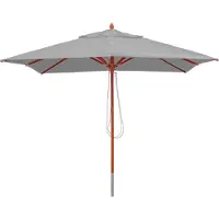 Mendler Gastronomie houten parasol -C57, tuinparasol, polyester/hout 14kg, hoekige 3x3m trekkabel schokbestendig ~ lichtgrijs