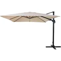 Mendler Zweefparasol -A96, 3x3m (Ø4,24m) draaibaar, polyester aluminium/staal 23kg ~ crème zonder voet, draaibaar