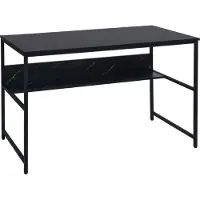 Mendler Bureau -K80, bureau computer bureau werkblad, metaal MDF 120x60cm ~ marmer look zwart