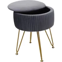 MCW Kruk -K47, kruk met opbergvak, Ø 33cm, fluweellook ~ lichtgrijs, gouden frame