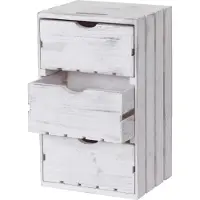 Mendler Commode -C62, ladekast houten kist, shabby-look vintage 3 lades 53x32x26cm ~ wit