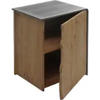 MCW Bijzettafel -L76, ladekast nachtkastje, industrieel massief hout MVG 60x50x40cm, naturel met metaal look