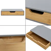 En.casa Wandplank met lade Bokn bamboe 40x24x8 cm grijs []
