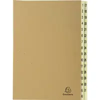 Exacompta Sorteermap Ordonator in gerecycleerde kraft - 31 indelingen -genummerd van 1 tot 31 - A4 - Kraft bruin - 22219E