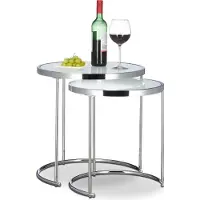 Relaxdays bijzettafels rond - salontafel - melkglas - nachtkastjes - zilver - mimiset
