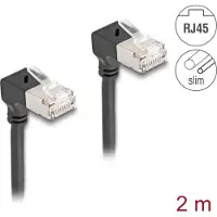 DeLOCK - Netwerkkabel - RJ-45 (S) naar beneden gebogen naar RJ-45 (S) naar beneden gebogen - 2 meter - 4,5 mm - S/FTP - CAT 6a - halogenvrij, gevormd - Zwart
