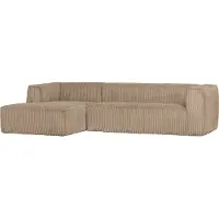 Woood Bean Hoekbank met Chaise Longue Links - Rib - Travertin