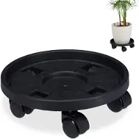 Relaxdays plantenroller op wieltjes - set van 2 - Ø 30 cm - kunststof - binnen - buiten
