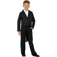 Smiffys - Tailcoat Kinder Kostuum - Kids tm 9 jaar - Zwart