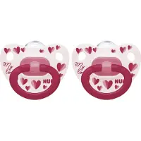Nuk Classic | My Love | siliconen fopspenen | 2st. set | roze- rood | 6-18 maanden