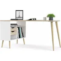 Ebuy24 Napoli hoekbureau wit/eiken.
