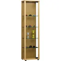 Hioshop Edana Mini vitrinekast 1 glazen deur, glazen vitrinekast met 4 glazen plankenBeuken decor.
