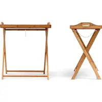 Relaxdays Dienbladtafel bamboe, bijzettafel opvouwbaar, butlertray opklapbaar