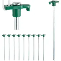 Relaxdays rotspennen - set van 10 - harde grond - 25 cm - verzinkt staal - groen