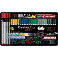 Stabilo Creative Tips - CLASSIC - Pennenset met diverse puntdiktes – ARTY – Etui met 30 stuks – Met 6 Verschillende Kleuren