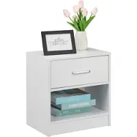 Relaxdays nachtkastje met lade - bijzettafel - nachtkast - bijzettafeltje - kastje wit