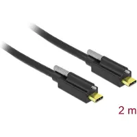 DeLOCK USB-C naar USB-C kabel met 1 schroef - USB3.2 (tot 10 Gbit/s) - PD tot 20V/3A - video tot 8K 30Hz / zwart - 2 meter