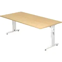 Hjh OFFICE PRO MEGA 2E W - 200 x 100 Tafelhoogte I In hoogte verstelbaar Esdoorn/Wit