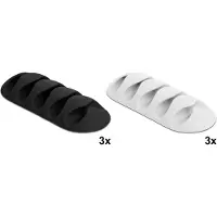 DeLOCK kabelklemset met 5 bevestigingspunten, zelfklevend, set van 6 stuks, zwart/wit